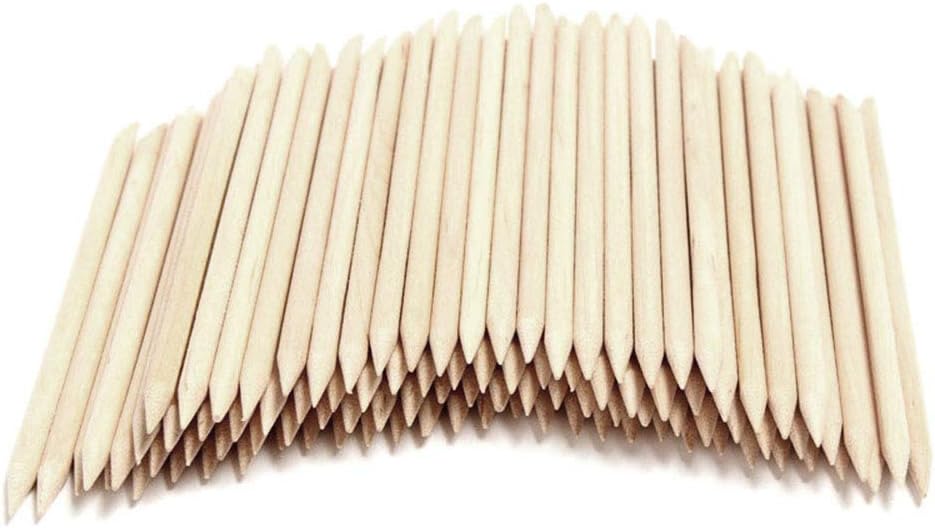 100 Pieces Orange Wood Sticks - Double Sided Nail Art Multi-Functional Cuticle Pusher Remover, Clean Nail Polish - 110mm Pointed End & Flat End Manicure Pedicure Tool