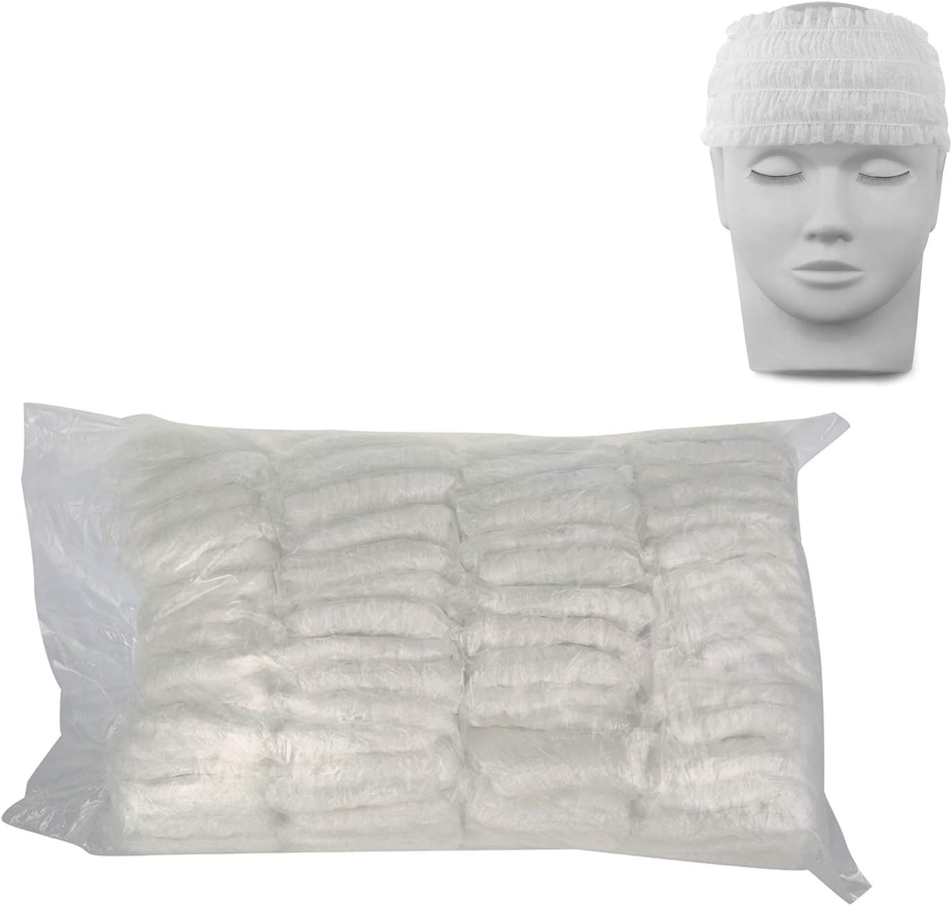 100 Pieces Non-woven Disposable Elastic Hair Wraps Disposable Hair Headbands for Home Use Hotel Spa and Hair Salon