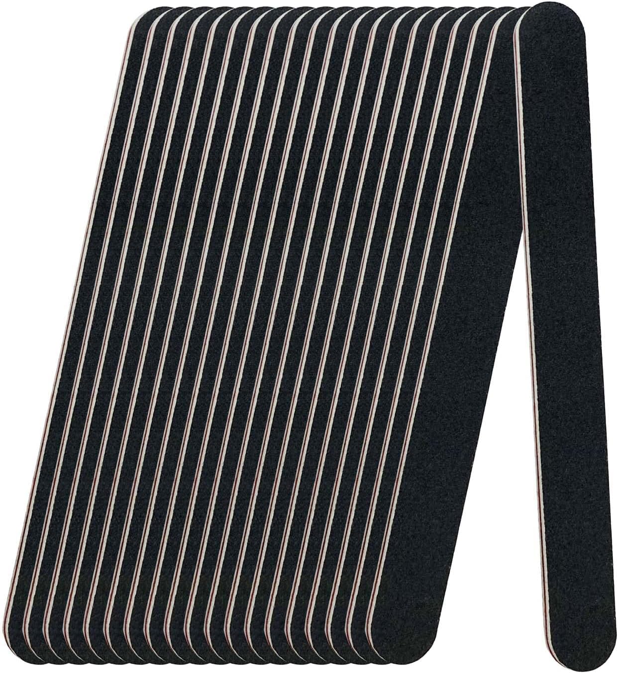 20 Pack 100/180 Grit Nail Files, Black Professional Reusable Emery Boards Manicure Tool for Acrylic Nails, Nail Buffering Files