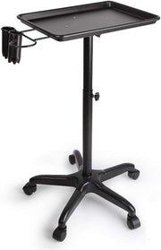 Spa Salon Rolling Tray Cart, Aluminum Trolley Cart Equipment on Wheels & Adjustable Height Mobile Beauty Salon Spa Stools Service Instrument Storage Tray Height adjustable from 27.8" to 45.3''