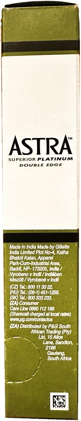Astra Platinum Double Edge Safety Razor Blades,100 Blades (20 x 5)