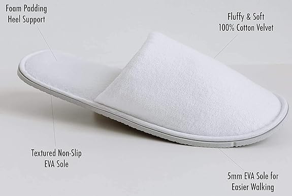 Spa slippers - 7 Pairs of Cotton Velvet Closed Toe with Travel Bags - Thick, Soft, Non-Slip, Disposable Slippers - Fits Most Men and Women - Perfect for Home, Hotel, or Commercial Use