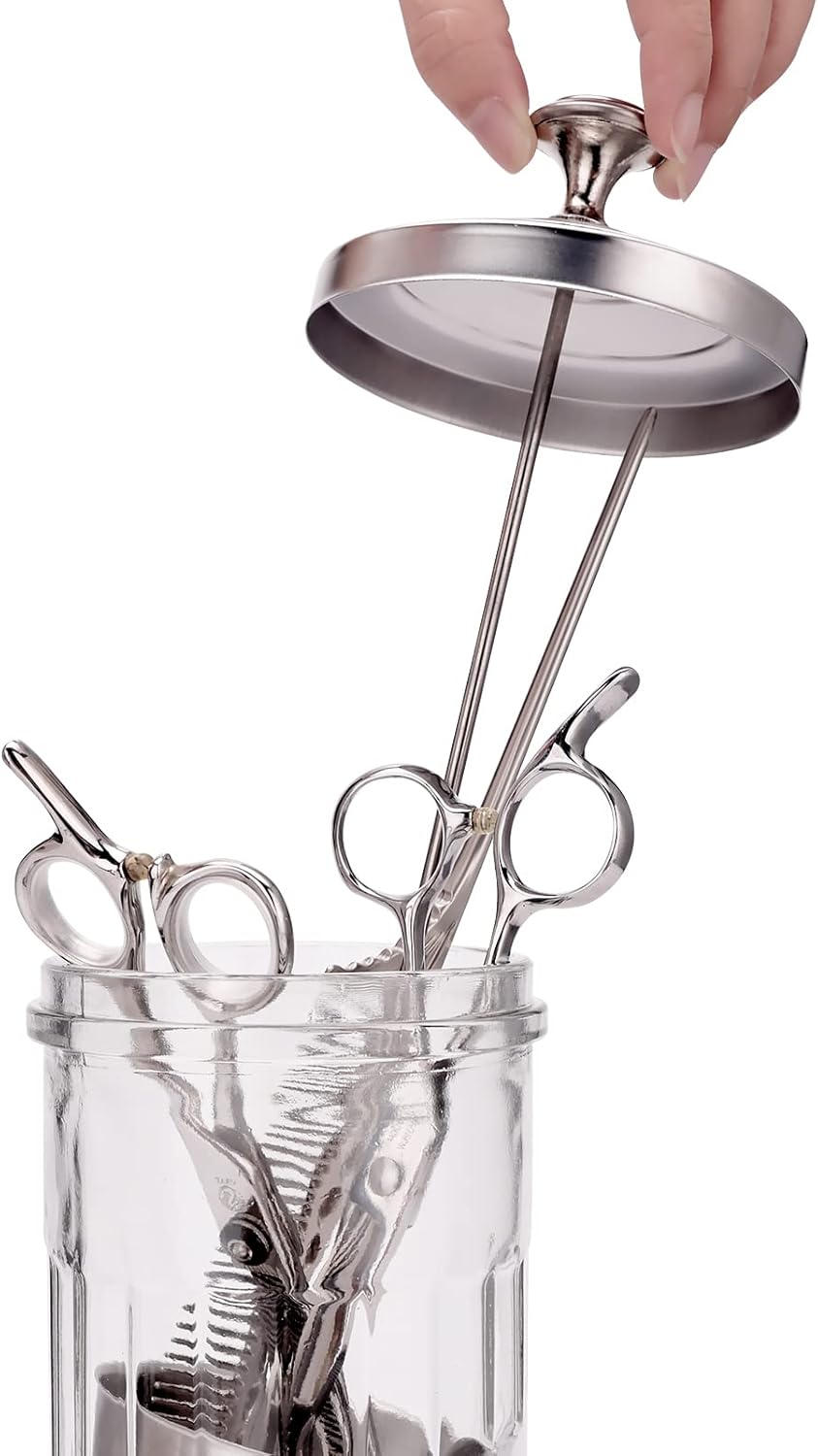 Disinfectant Jar Barber Sterilizer Jar Durable Glass Jar for Nail Tools and BarberShop Hair Stylist Tools Jar (50 Oz /1500ml)