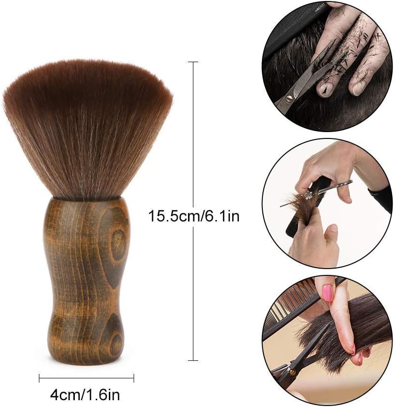Barber Neck Duster Brush,Soft Barber Neck Face Cleaning Duster Hair Cutting Brush Salon Household Cleaning Hairbrush Hair Sweep Brush Professional Barber Natural Fiber Wooden Handle Cutting