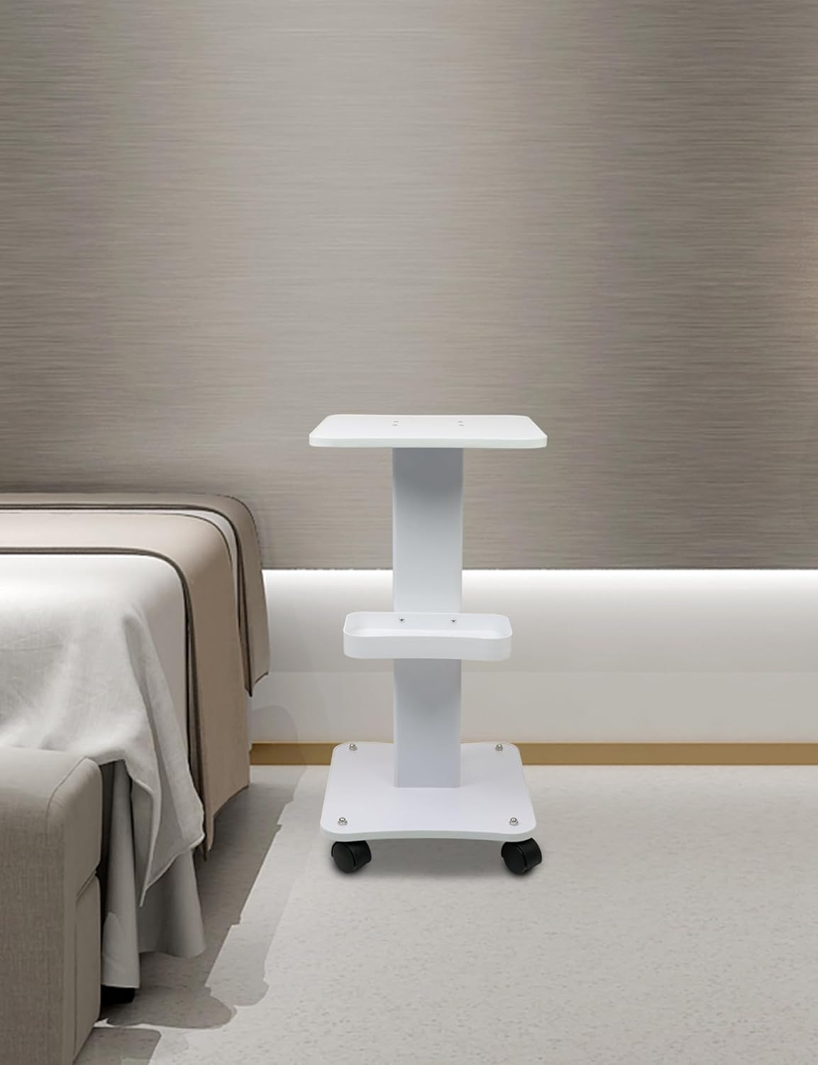 Multi-Function Hydra Facial Machine Beauty Cart - Rolling Trolley Stand with Handle, Wooden Tray, and Lockable Wheels - 360° Free Rotation for Beauty Clinic Salon Spa Equipment