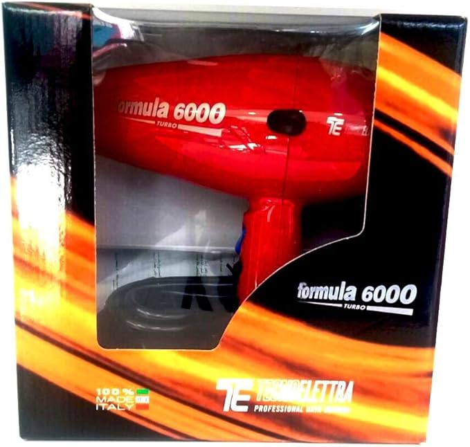 Formula 6000 Hair Dryer, Salon Professional Blow Dryer, ITALY- Red