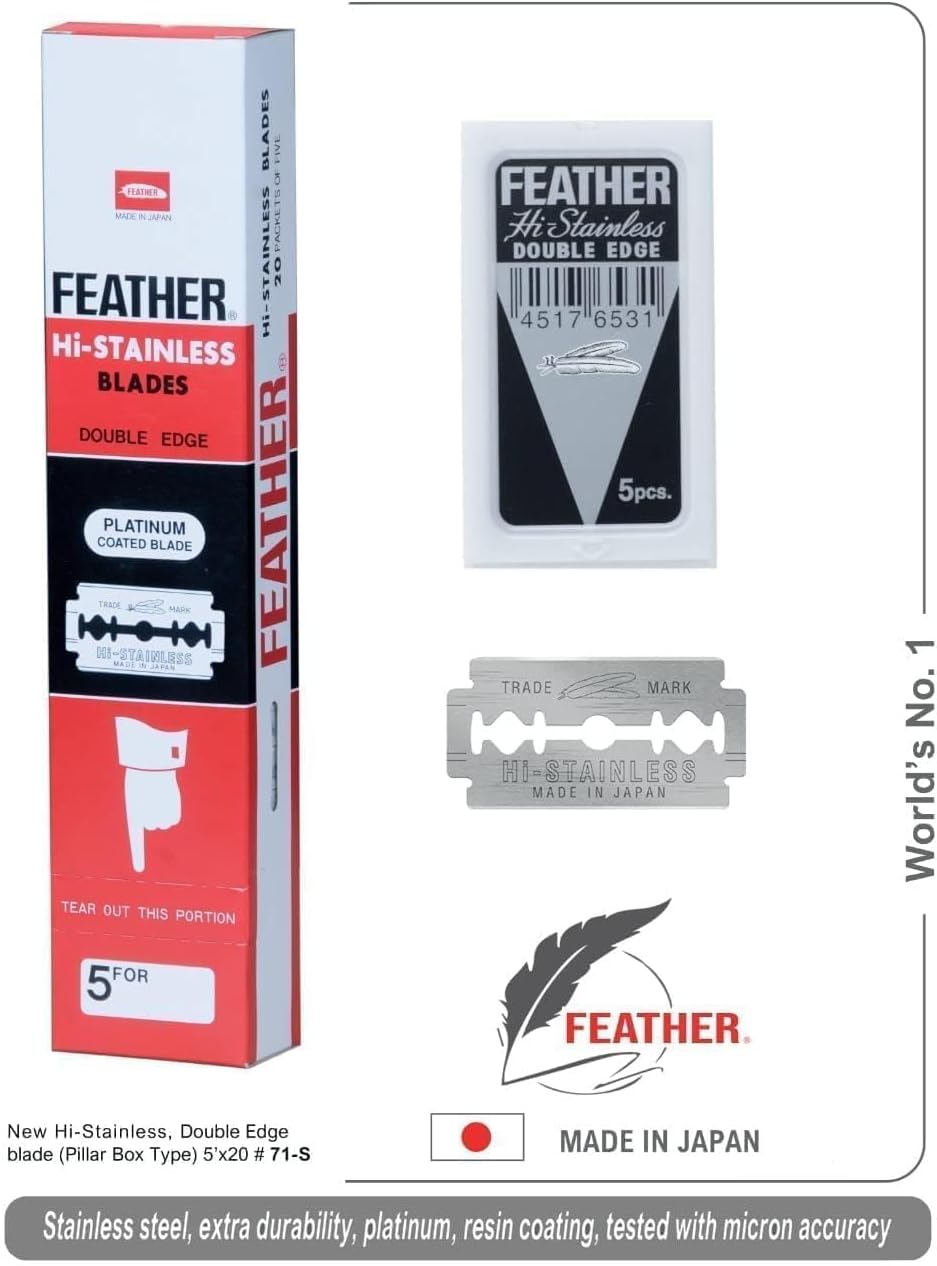 Feather Double Edge Hi-Stainless Steel Blade 071S- pillar type