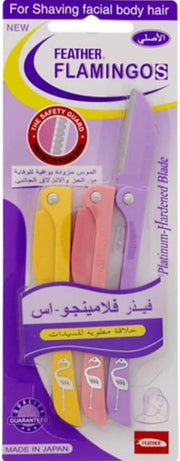 Blooming 3 Piece Flamingos Ladies Razor For Facial And Body Hair Yellow/Pink/Purple, Multicolor