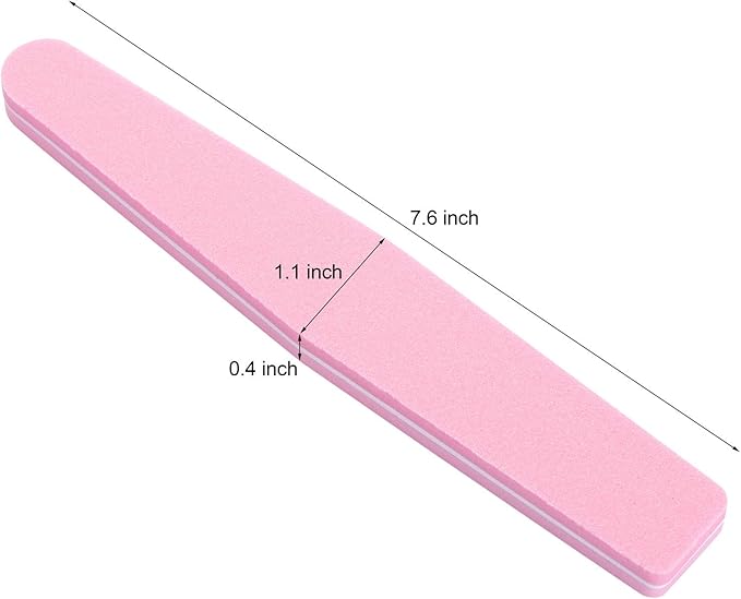 Nail Buffer Block Files Sponge Washable Double Sided 100/180 Sanding Buffing File(Pink)