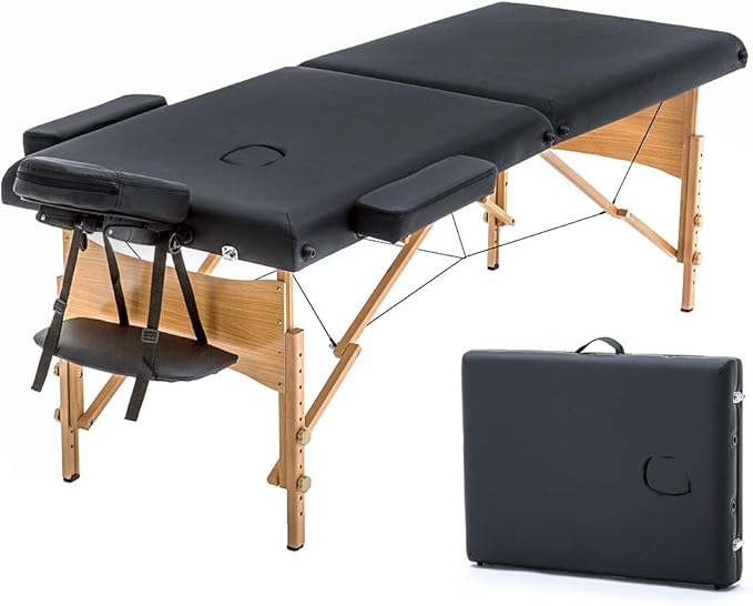 BestMassage Table Portable Bed Spa 73 Inches Long 28 Inches Wide Hight Adjustable 2 Folding Facial Cradle Salon W/Carry Case