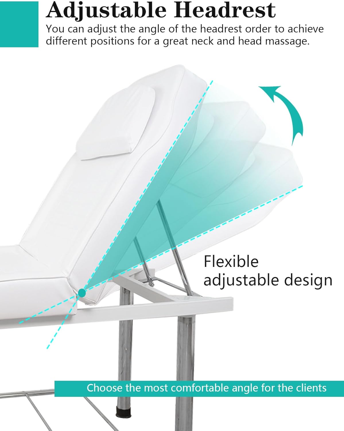 Portable Reclining Massage Bed-Multi-Purpose Massage Table for Spa, Facial Care, Beauty,Salon (White)