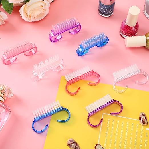 Irenare 200 Pcs Handle Grip Nail Brush Fingernail Scrub Cleaning Nail Brushes Cleaner Nail Scrubber Bulk for Men Women Hands Feet Toes and Nails Pedicure, 4 Colors