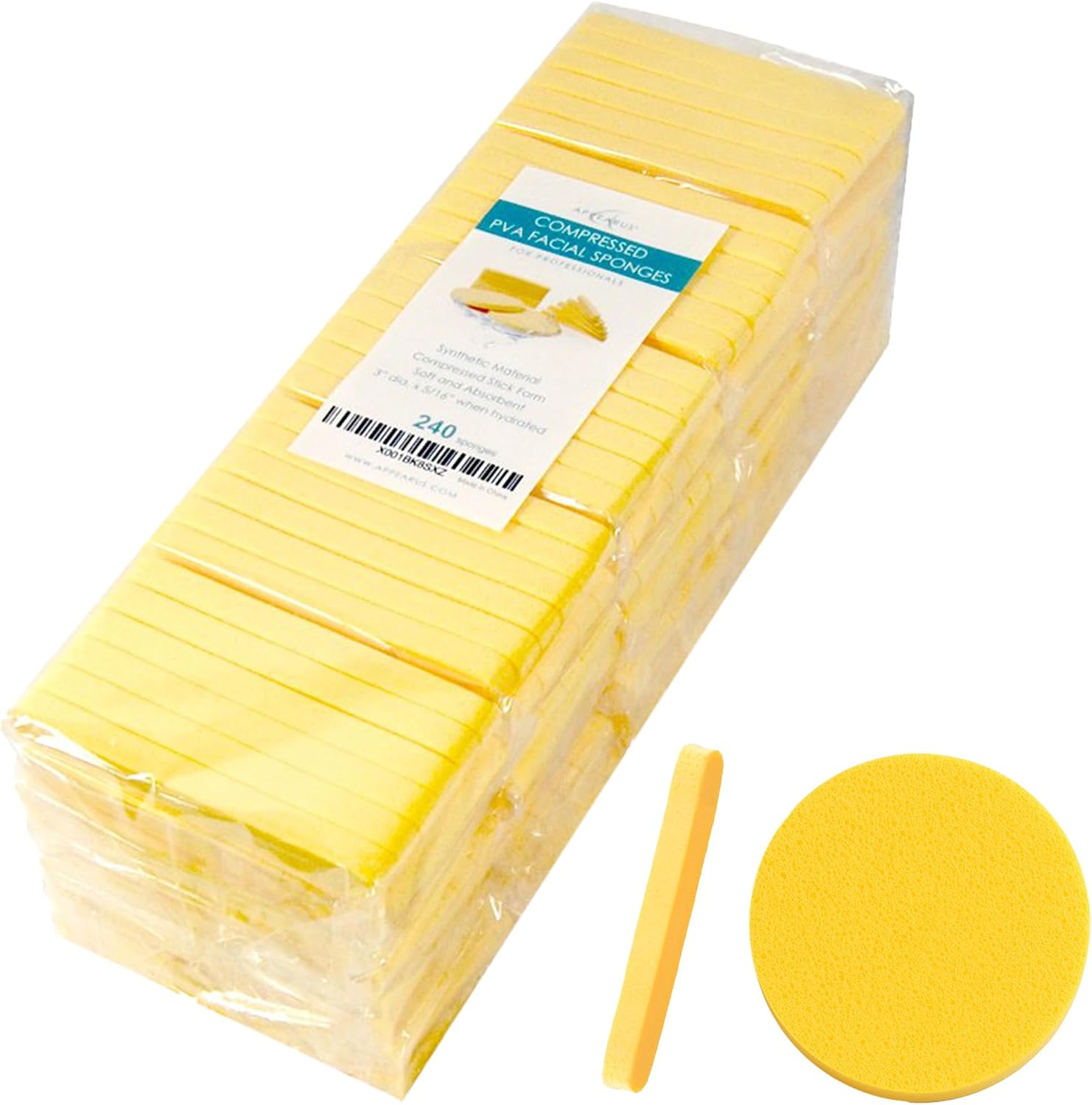 Facial Sponges - 240 Count - PVA Compressed Face Sponge for Face Wash Cleansing, Exfoliating, Mask, Makeup Removal