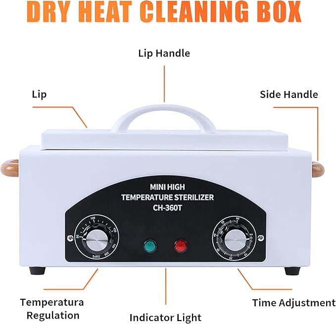 Nail Tool Sterilizers High Temperature Dry Box Timer Clean Box Heat Dry Box Nail Tool Dry Heat Clean，Manicure Salon Hairdressing Tool Equipment,Clean for Tweezers, Other Metal Equipment