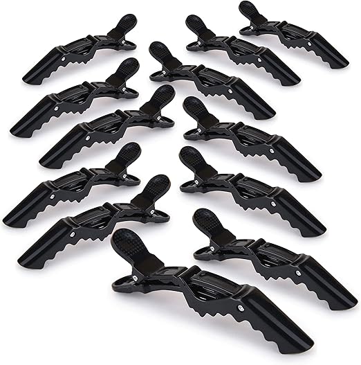 Deke Home Women styling hairclip - 12 pcs professional alligator plastic hair sectioning clips - Durable alligator hair clip with nonslip grip & wide gator big teeth for easy styling thick/thin