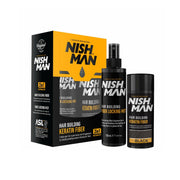 Nishman Hair Building Keratin Fiber & Locking Mist Spray Set // Black 20 gr + 100 ml
