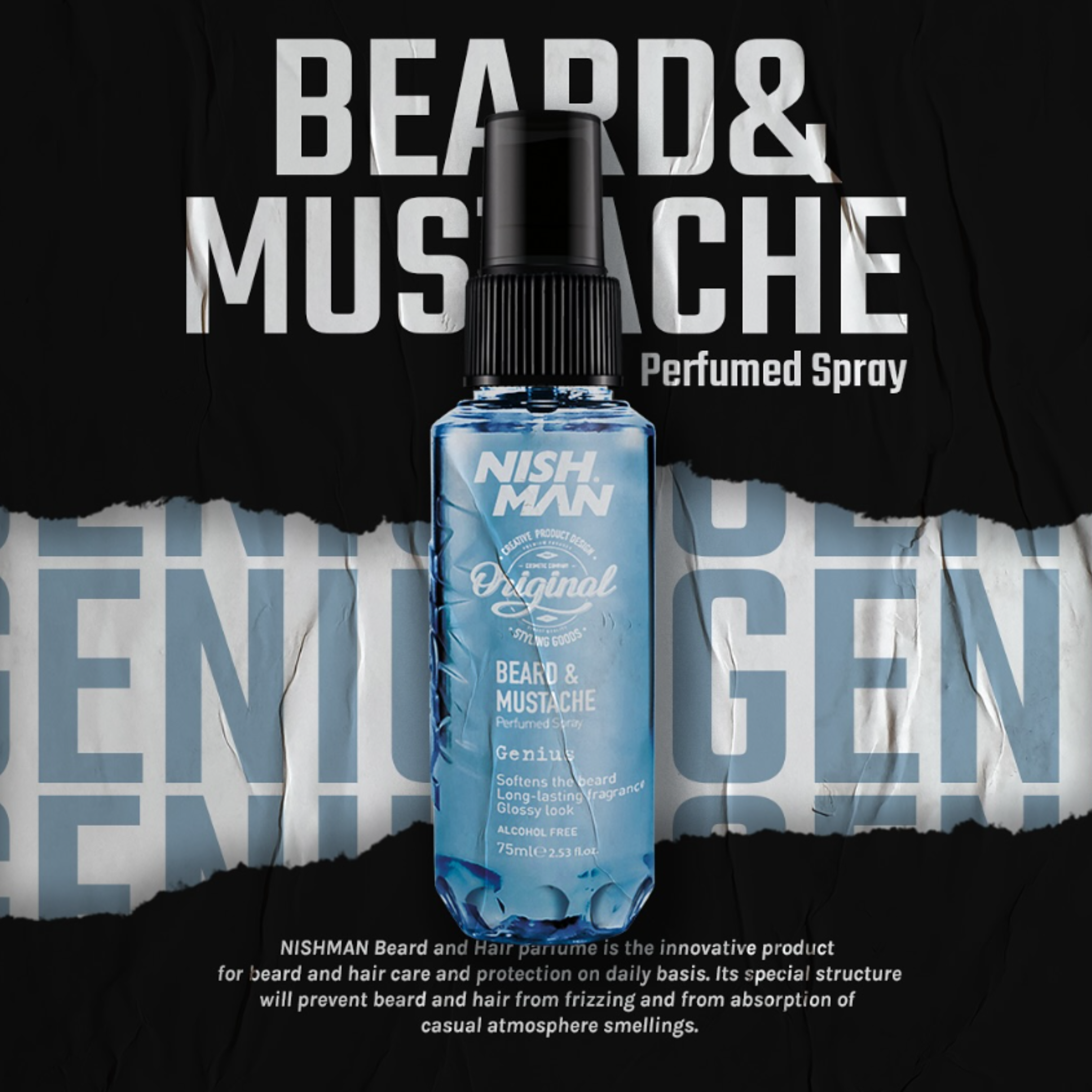 Nishman Beard & Mustache Parfum (Alcohol-Free) Genius 75 ml