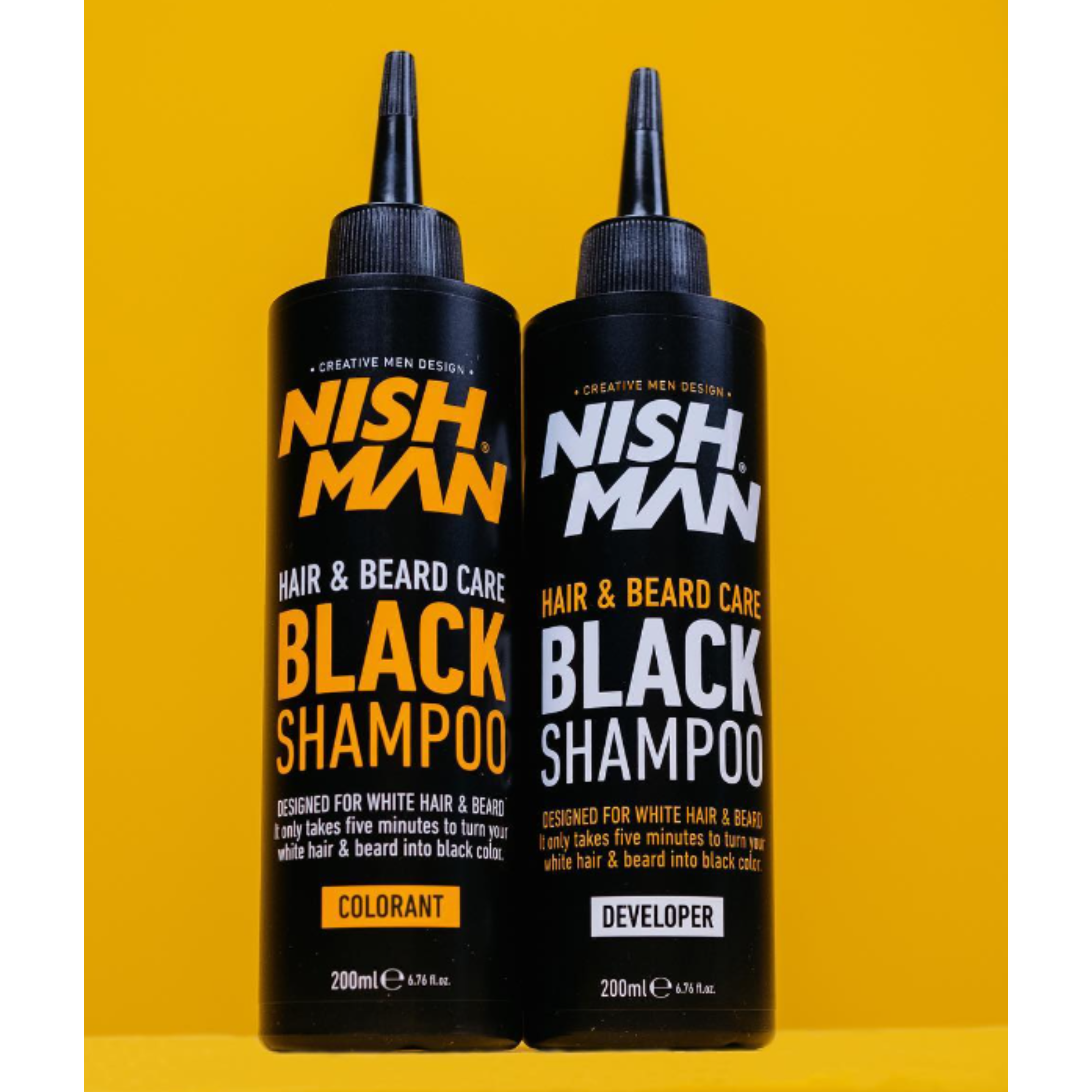 Nishman Hair & Beard Coloring Black Shampoo (Set ) 200 + 200 ml