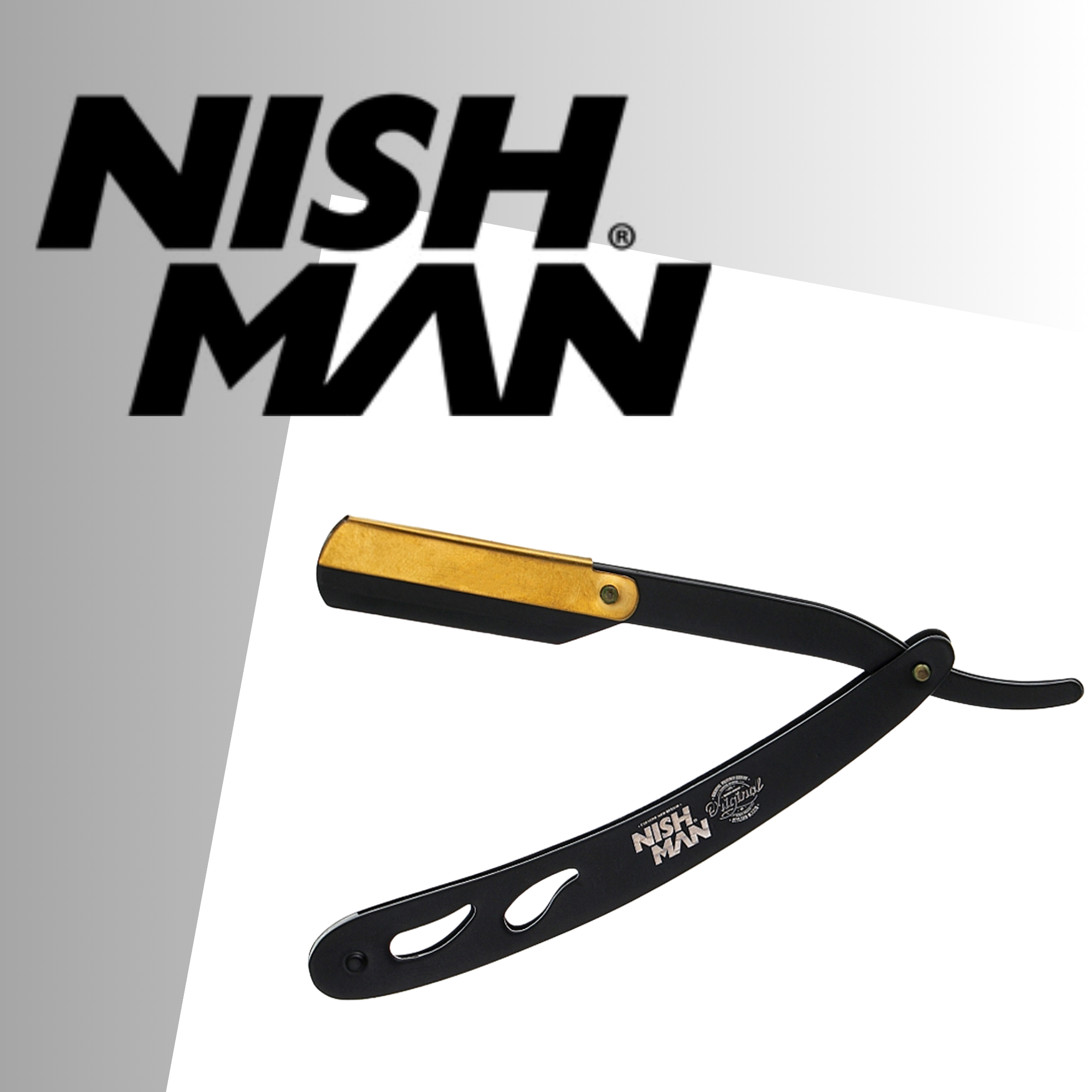 Nishman Stainless Steel Straight Razor (Black Coated Finish & Golden Clip)